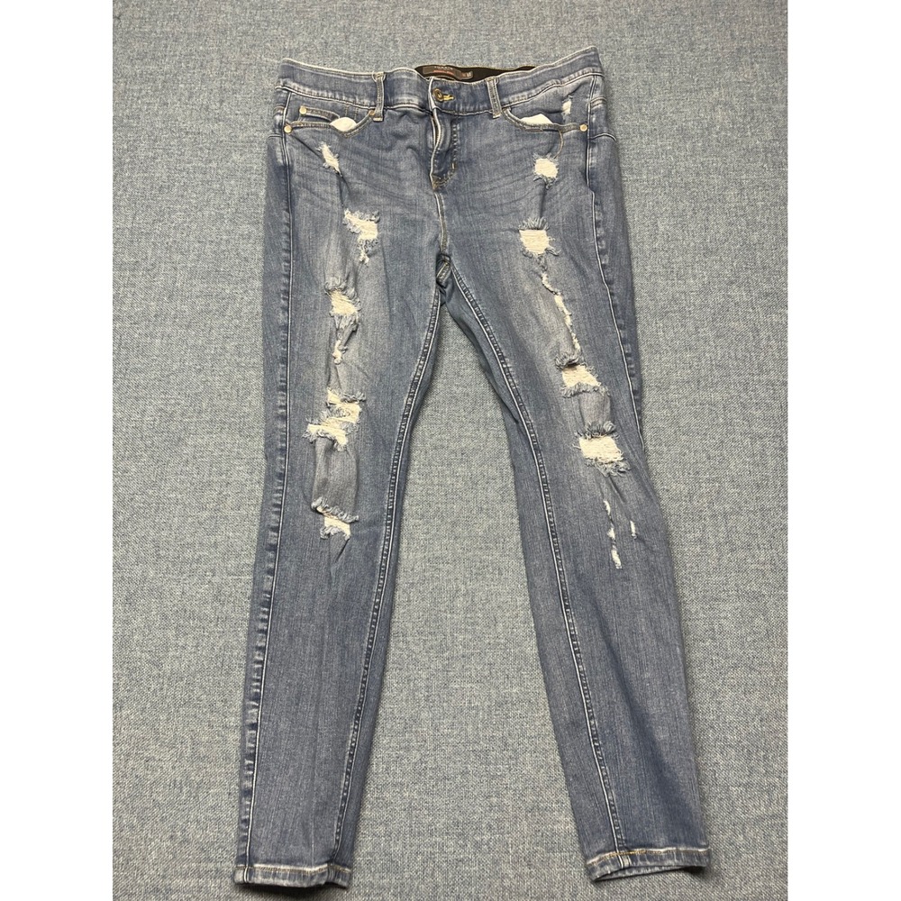 Torrid Bombshell Skinny Jeans Womens 16R Medium Wash Distressed Ripped Stretch